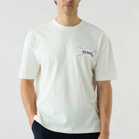 Off-white crew neck oversize cotton printed t-shirt