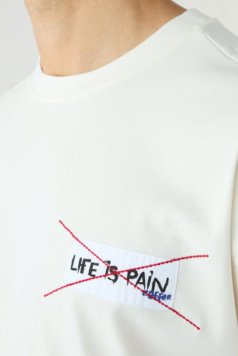 Off-white crew neck oversize cotton printed t-shirt