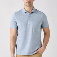 Mavi Regular Fit Düğmeli Polo Yaka Cepli Desenli %100 Pamuk Nefes Alabilen Merserize Tişört