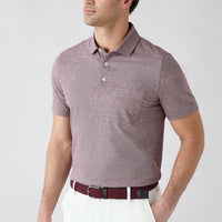 Koyu Bordo Regular Fit Düğmeli Polo Yaka Cepli Desenli %100 Pamuk Nefes Alabilen Merserize Tişört