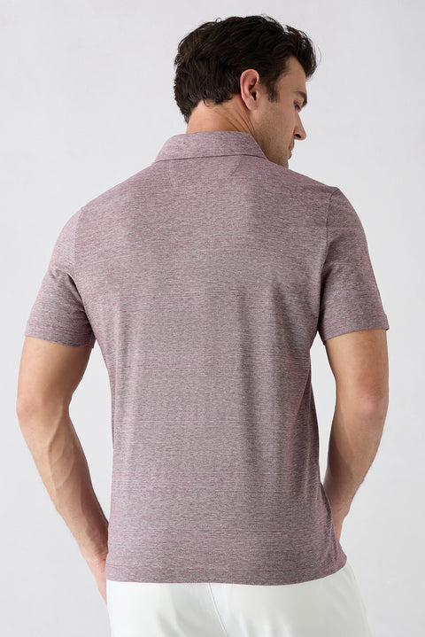 Koyu Bordo Regular Fit Düğmeli Polo Yaka Cepli Desenli %100 Pamuk Nefes Alabilen Merserize Tişört