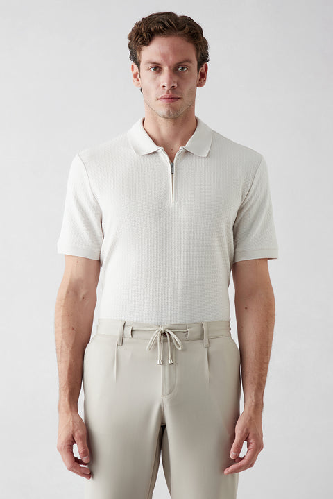 Stone Collar Polo Regular Fit Cotton Patterned T-shirt