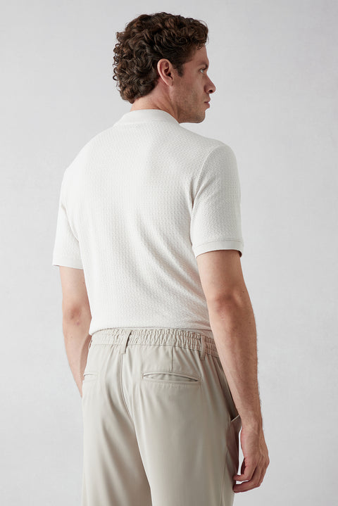 Stone Collar Polo Regular Fit Cotton Patterned T-shirt