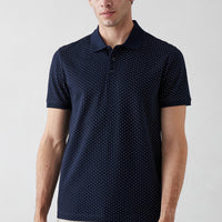 Dark Navy Regular Fit Polo Neck Knitted T-shirt