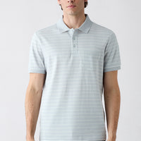 Light Blue Regular Fit Crew Neck Striped Cotton T-shirt