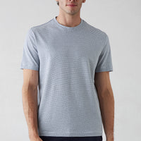 White Regular Fit Crew Neck Striped Cotton T-shirt
