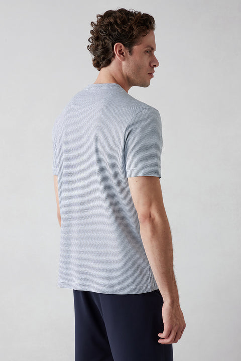 White Regular Fit Crew Neck Striped Cotton T-shirt