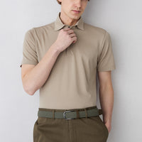 Mid Beige Regular Fit Cotton Button-Up Polo Shirt