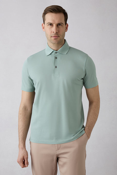 Aqua Regular Fit Cotton Button-Up Polo Shirt