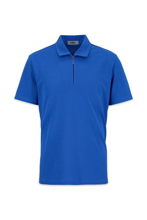 Mavi Regular Fit %100 Pamuk Fermuarlı Polo Yaka Tişört