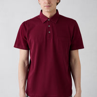 Açık Bordo Regular Fit Pamuk Düğmeli Cepli Polo Yaka Tişört