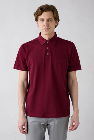  Açık Bordo Regular Fit Pamuk Düğmeli Cepli Polo Yaka Tişört