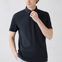 Dark Anthracite Regular Fit Cotton Buttoned Pocket Polo Neck T-Shirt