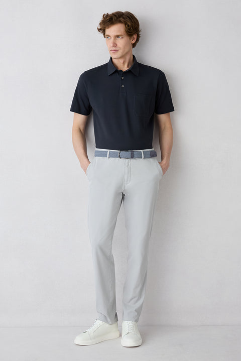 Dark Anthracite Regular Fit Cotton Buttoned Pocket Polo Neck T-Shirt