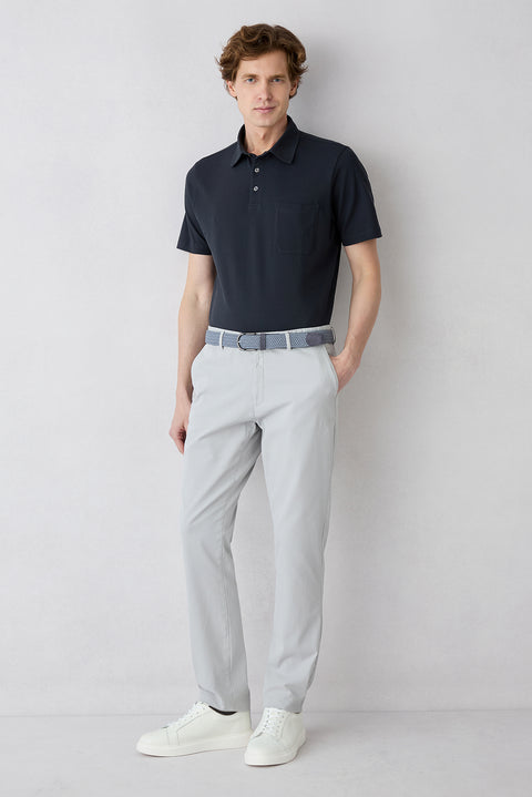 Dark Anthracite Regular Fit Cotton Buttoned Pocket Polo Neck T-Shirt