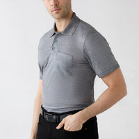 Black Regular Fit Patterned Embroidered Pocket Buttoned Polo Neck T-Shirt