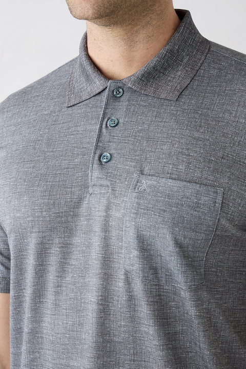 Black Regular Fit Patterned Embroidered Pocket Buttoned Polo Neck T-Shirt
