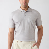 Light Beige Regular Fit Patterned Embroidered Pocket Buttoned Polo Neck T-Shirt