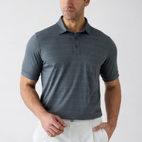 Medium Anthracite Polo Collar Regular Fit Striped T-shirt