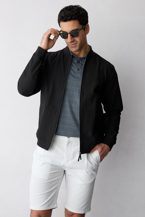 Medium Anthracite Polo Collar Regular Fit Striped T-shirt