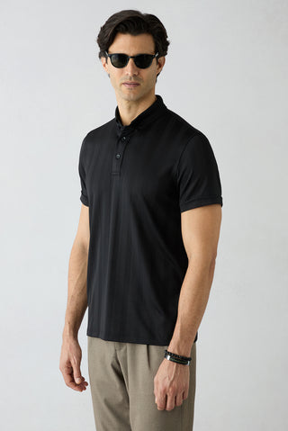  Siyah Polo Yaka Slim Fit Tişört