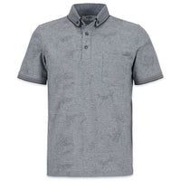 Açık Gri Polo Yaka Regular Fit Desenli Cepli Tişört