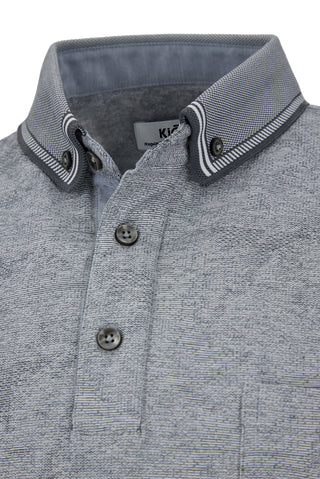  Açık Gri Polo Yaka Regular Fit Desenli Cepli Tişört