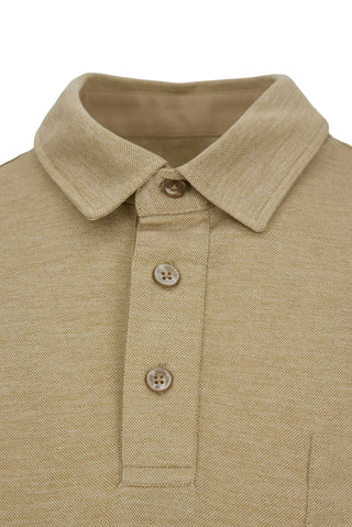  Açık Bej Polo Yaka Regular Fit Cepli Tişört