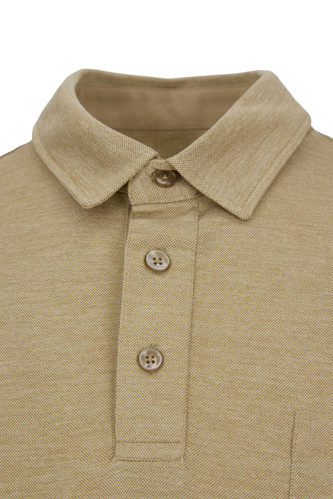Light Beige Polo Collar Regular Fit T-shirt