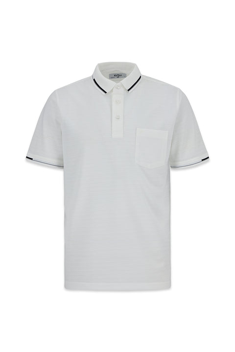 White Polo Collar Regular Fit T-shirt