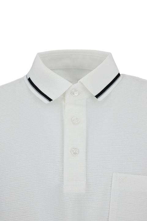 White Polo Collar Regular Fit T-shirt