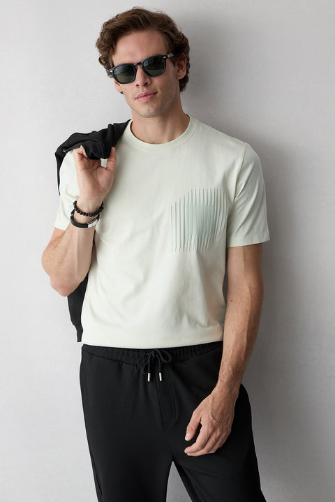 Stone Bicycle Collar Regular Fit Cotton T-Shirt
