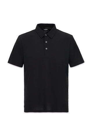  Siyah Polo Yaka Regular Fit İpek Karışımlı Dikişsiz Örme Tişört