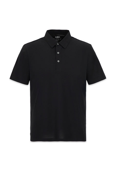 Black Polo Neck Regular Fit Silk Blend Seamless T-Shirt