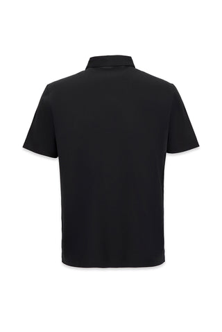  Siyah Polo Yaka Regular Fit İpek Karışımlı Dikişsiz Örme Tişört
