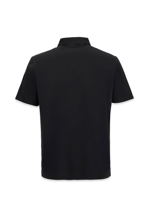 Black Polo Neck Regular Fit Silk Blend Seamless T-Shirt