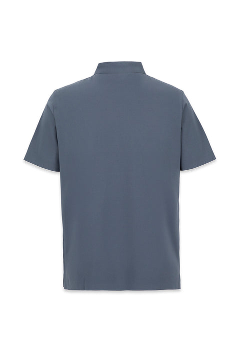 İndigo Polo Yaka Regular Fit İpek Karışımlı Dikişsiz Tişört
