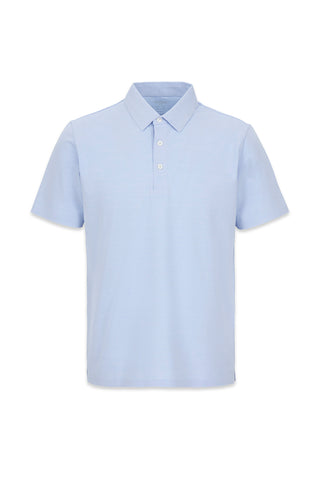  Mavi Polo Yaka Regular Fit İpek Karışımlı Dikişsiz Örme Tişört