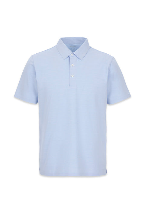 Blue Polo Neck Regular Fit Silk Blend Seamless T-shirt