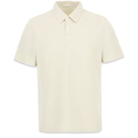 Medium Beige Polo Neck Regular Fit Seamless Silk Blend T-Shirt