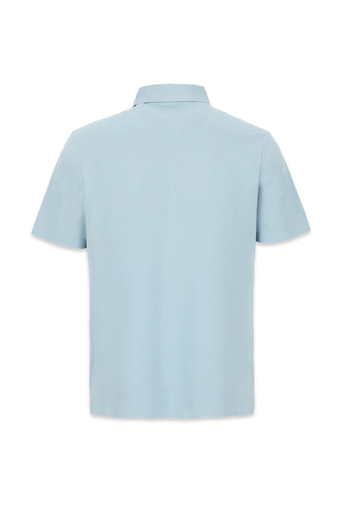 Mid Turquoise Polo Neck Regular Fit Seamless Silk Blend T-Shirt