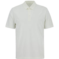 White Regular Fit Polo Collar Knitted Silk Blend T-shirt