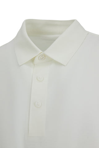  Beyaz Dikişsiz Regular Fit Polo Yaka Örme Lyocell İpek Karışımlı Tişört