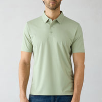 Moss Green Regular Fit Polo Collar Knitted Silk Blend T-shirt