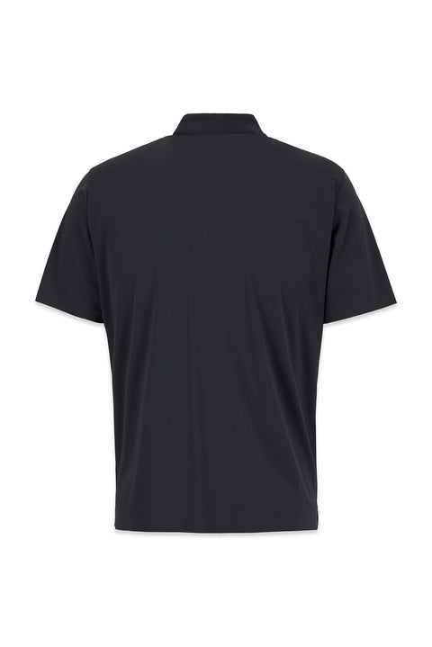 Medium Anthracite Regular Fit Polo Collar Knit Silk Blend T-shirt