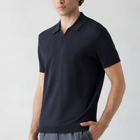 Light Navy Regular Fit Polo Collar Knit T-shirt