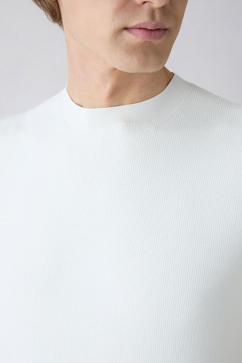White Crew Neck Regular Fit Knitted T-Shirt