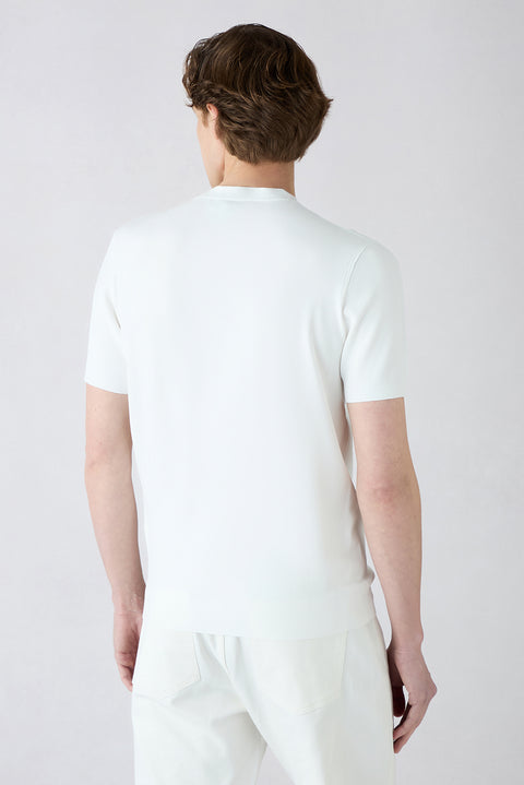 White Crew Neck Regular Fit Knitted T-Shirt