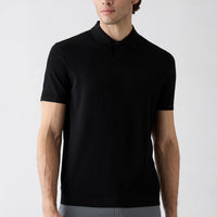 Siyah Regular Fit Düğmeli Polo Yaka Örme Tişört