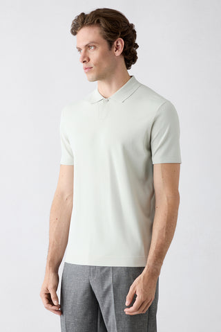  Orta Gri Regular Fit Düğmeli Polo Yaka Örme Tişört
